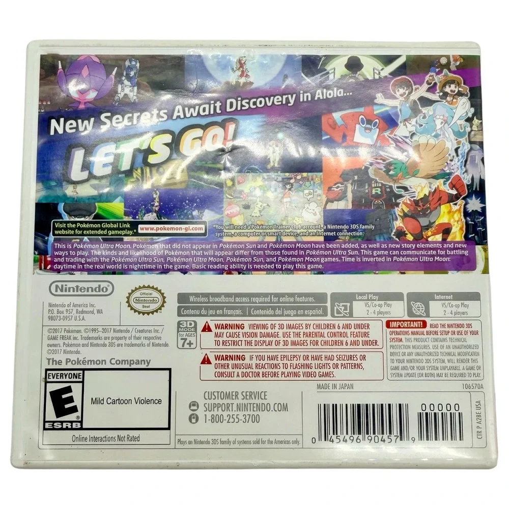 Nintendo Pokemon Ultra Moon 3DS Replacement Case‎ and Cover Art Only Good